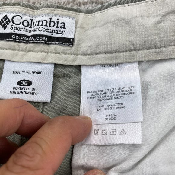 Columbia Sportswear Khaki Shorts Men 36 Brown Green Pockets Activewear Outdoors - Picture 5 of 16
